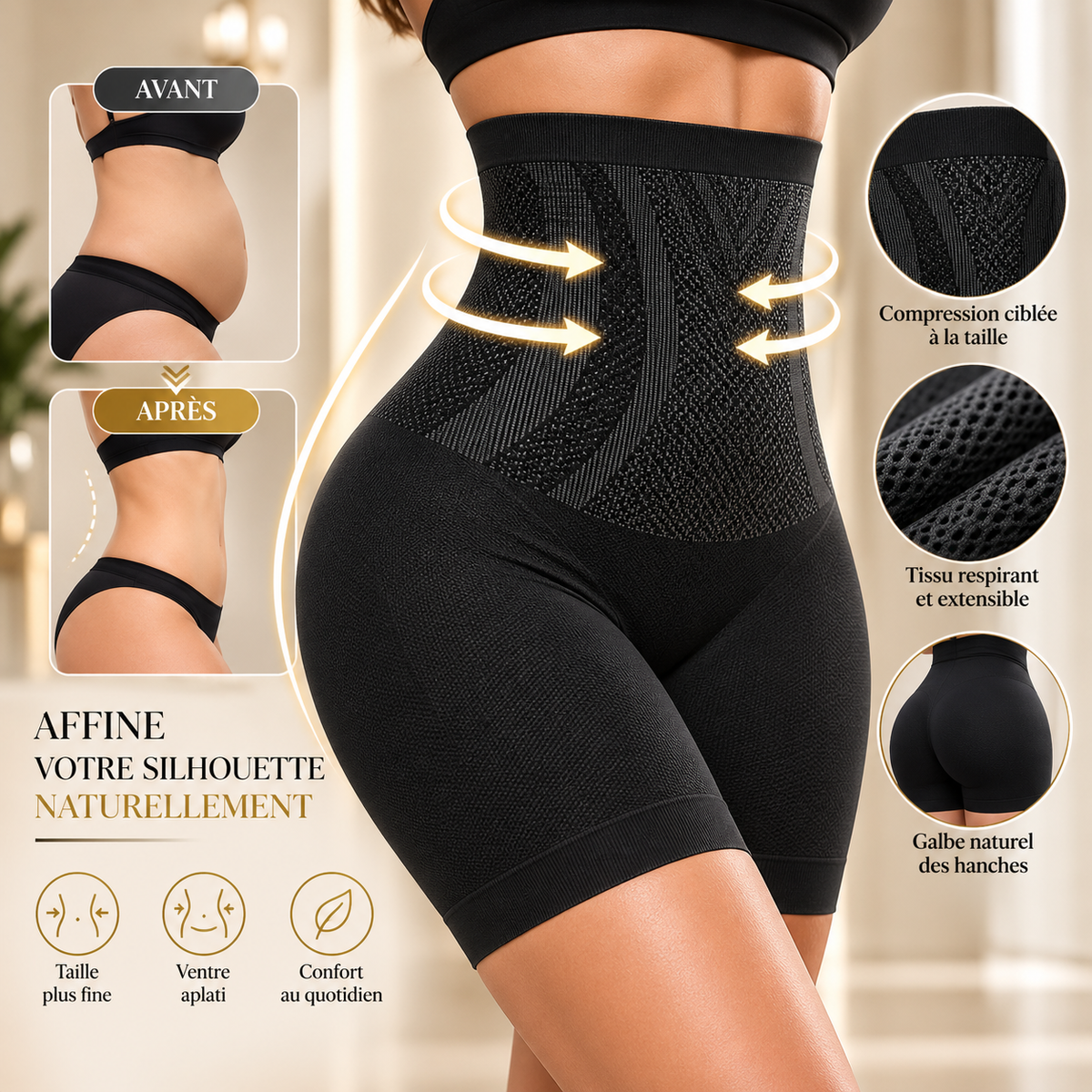Culotte Gainante Taille Haute – Silhouette Sculptée & Confort Absolu
