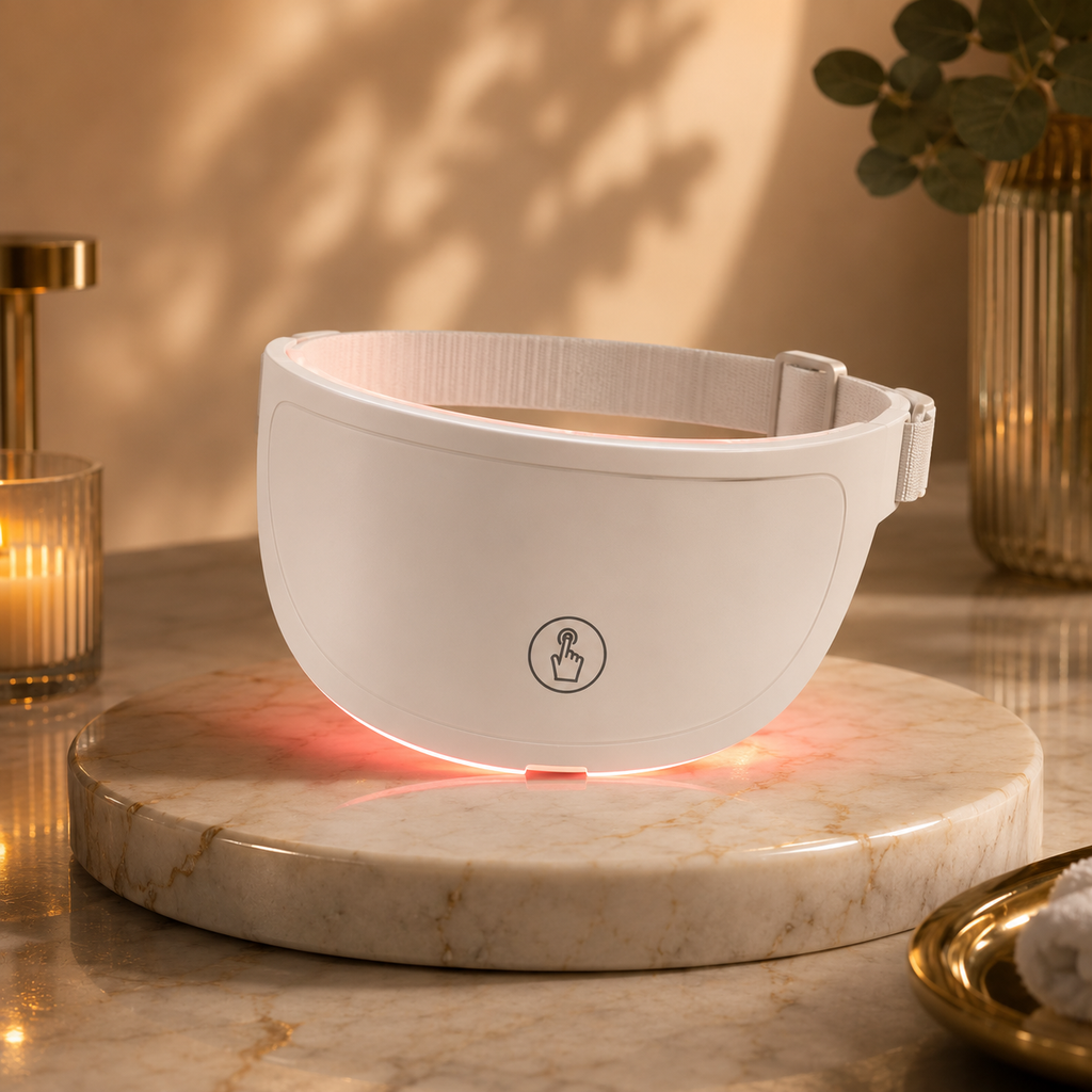 Appareil LED cou GlowZen, soin raffermissant sans fil, luminothérapie rouge
