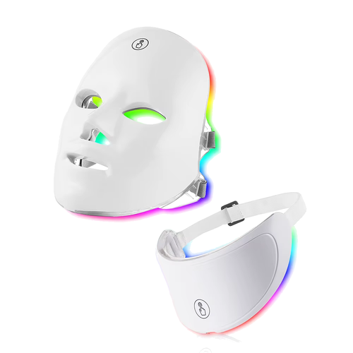 Masque LED visage et appareil cou GlowZen, 7 couleurs de luminothérapie